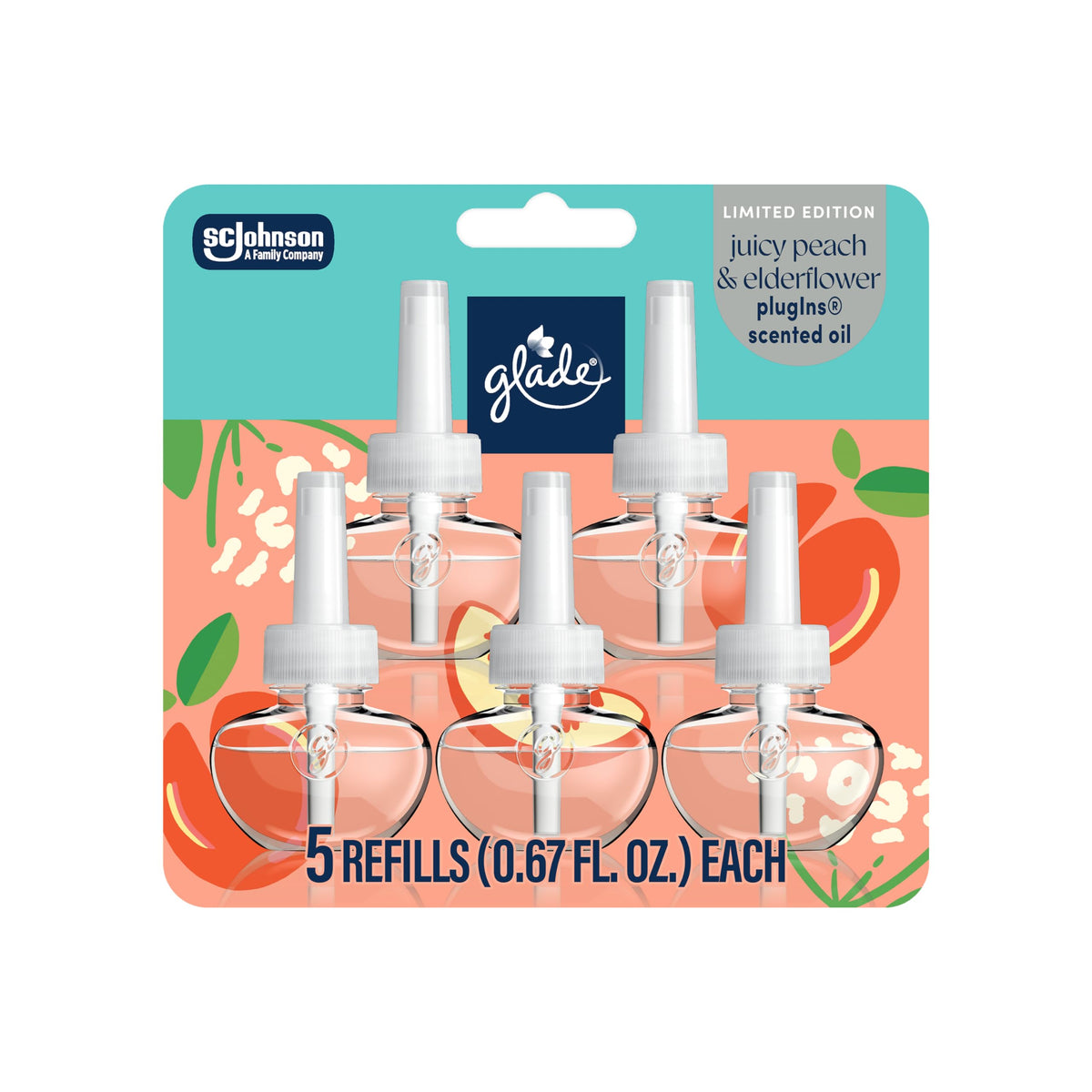 Glade Juicy Peach & Elderflower PlugIns refill for living room ambiance