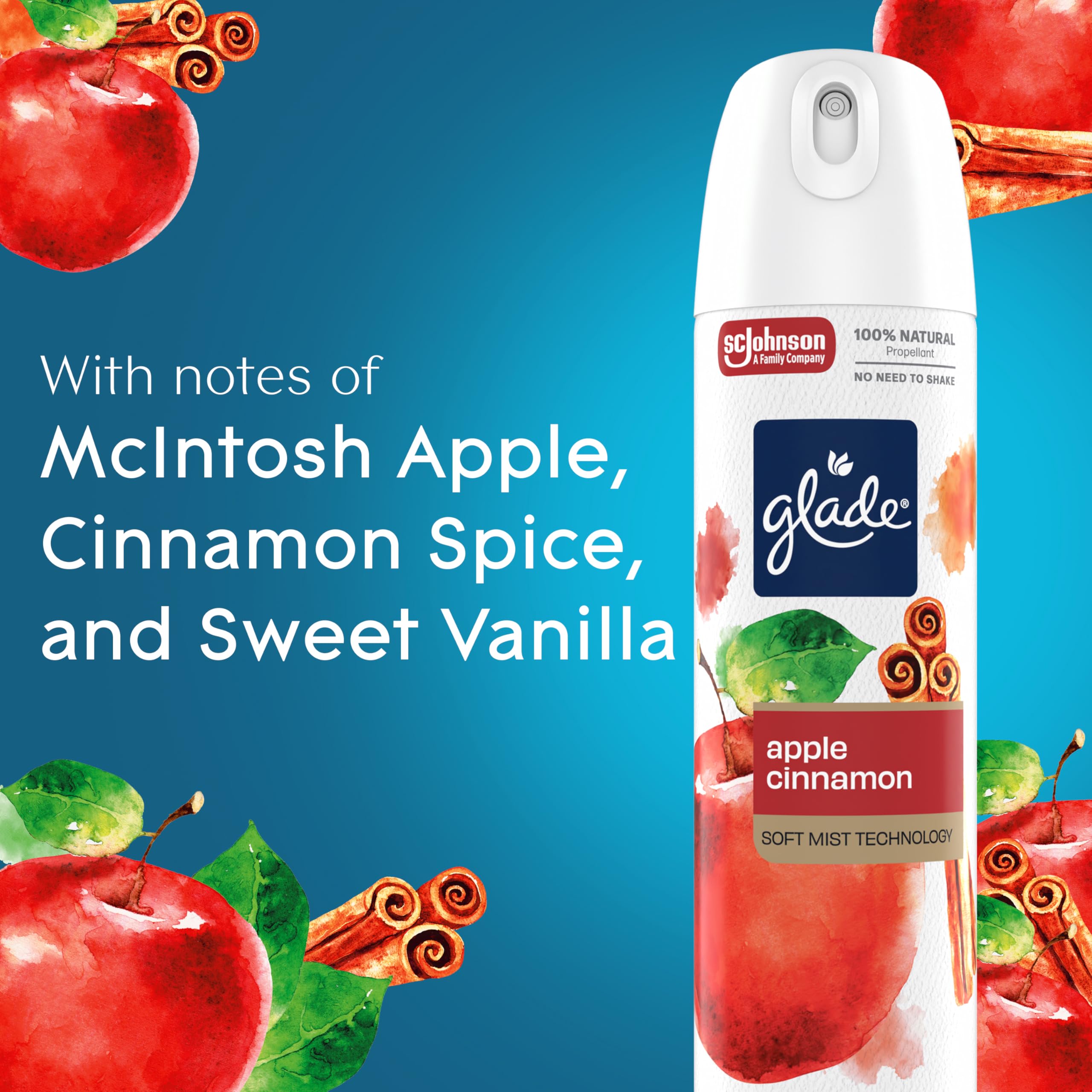 Glade usage in kitchen, bathroom, and living room for versatile refresh.