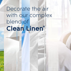 Glade PlugIns Clean Linen refill label highlighting essential oils.