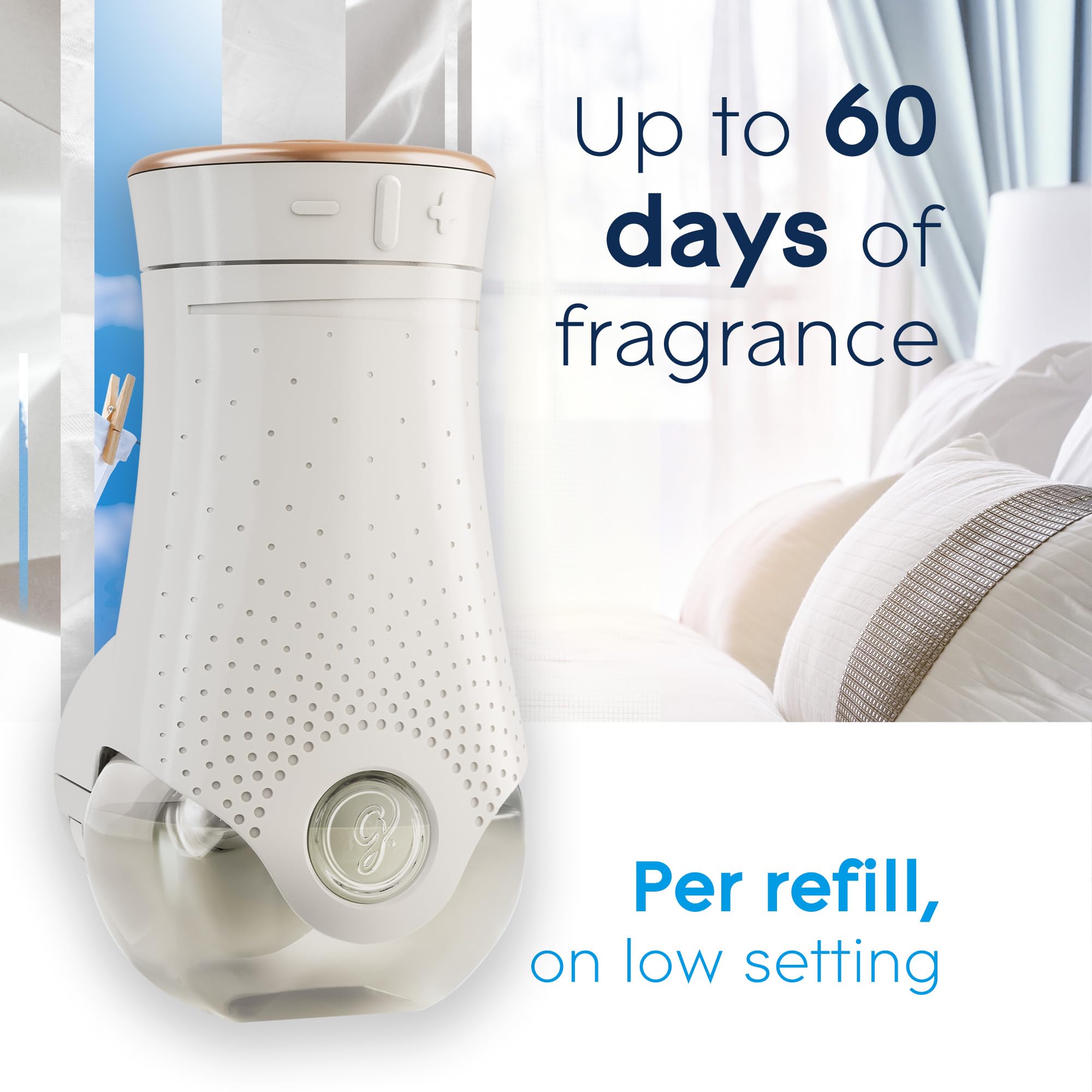 Glade PlugIns Clean Linen room ambiance with steady scent diffusion.