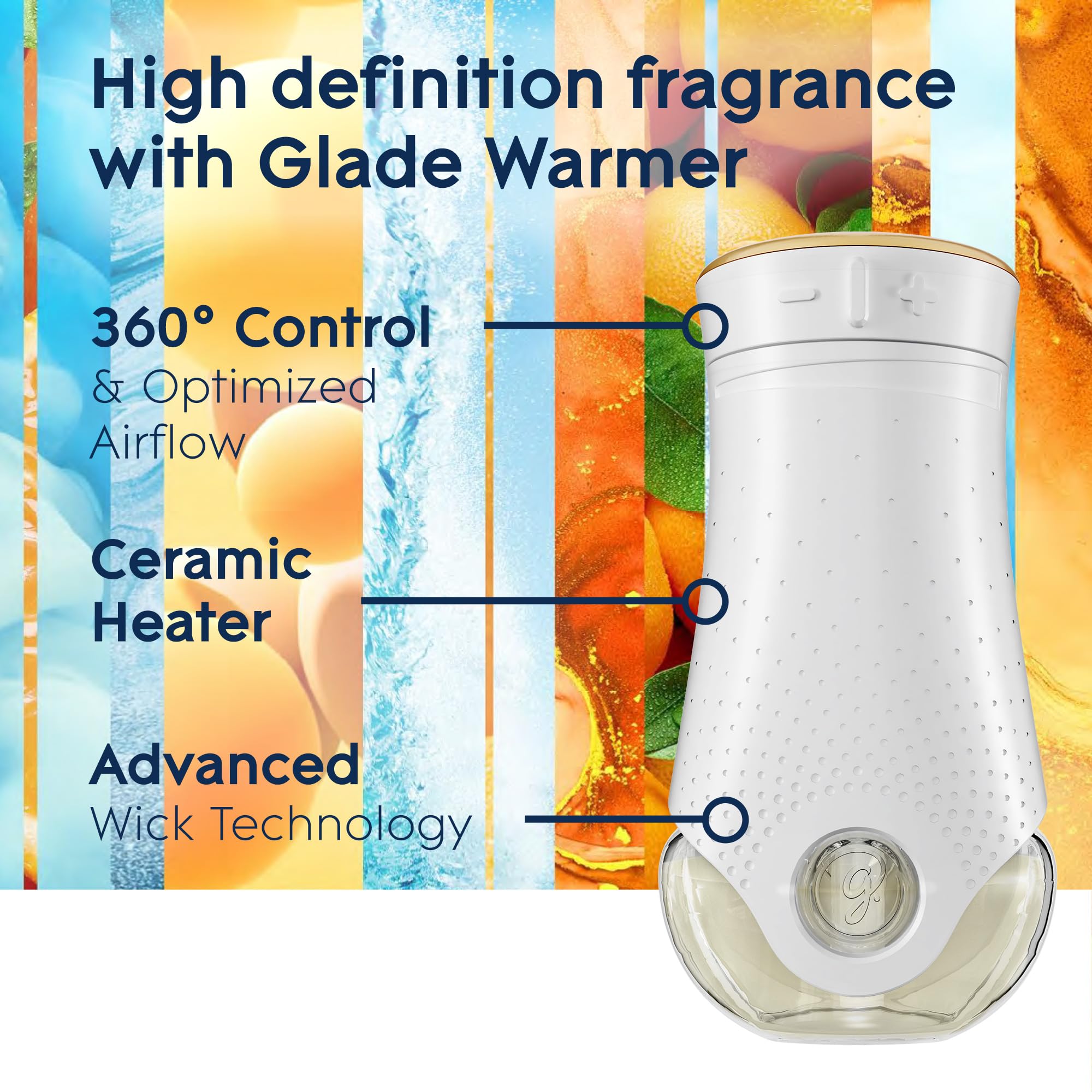 Glade plug-in warmer in outlet demonstrates fragrance release