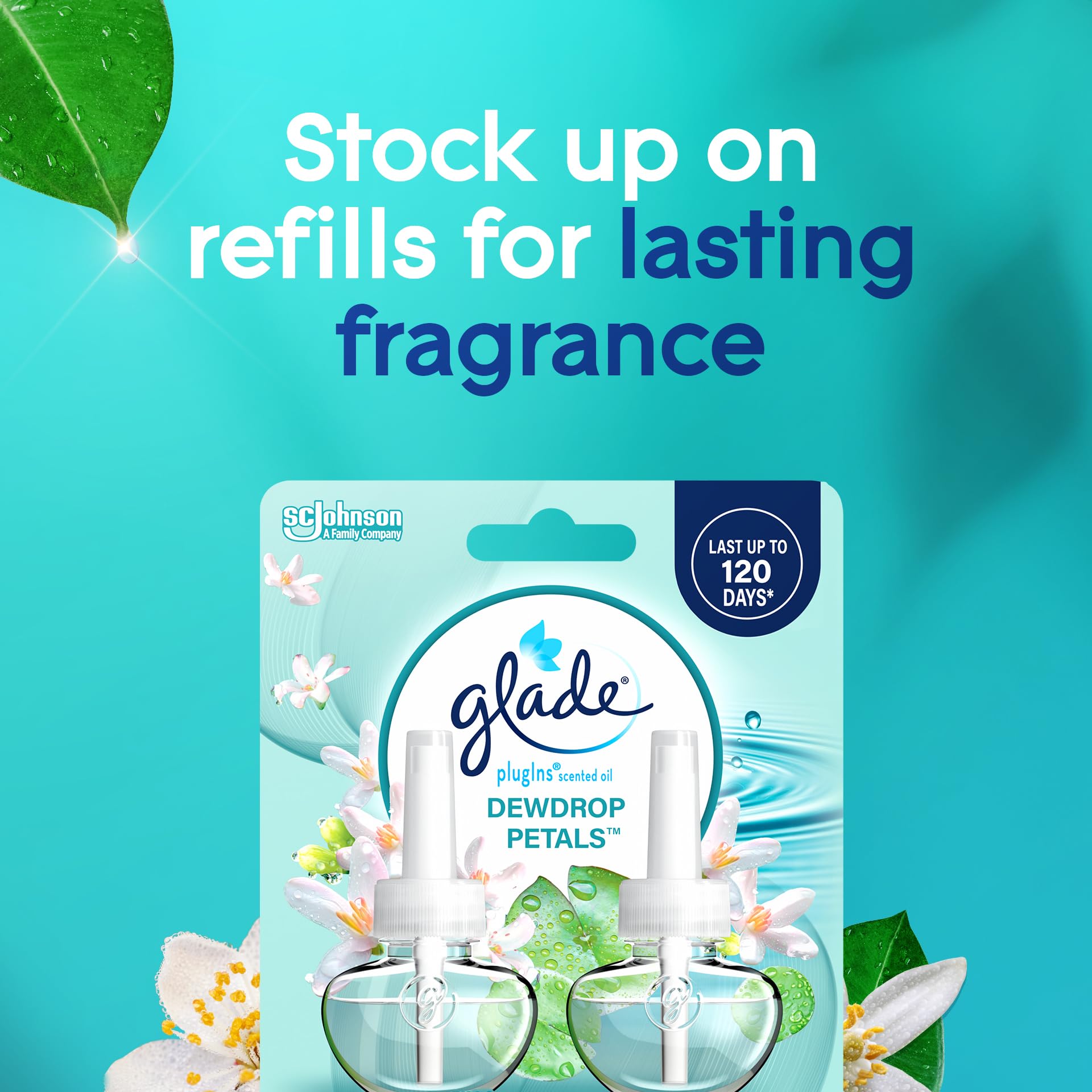 Glade PlugIns Dewdrop Petals bathroom setup for fresh air