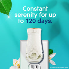 Glade PlugIns Dewdrop Petals refill bottle close-up for continuous scent