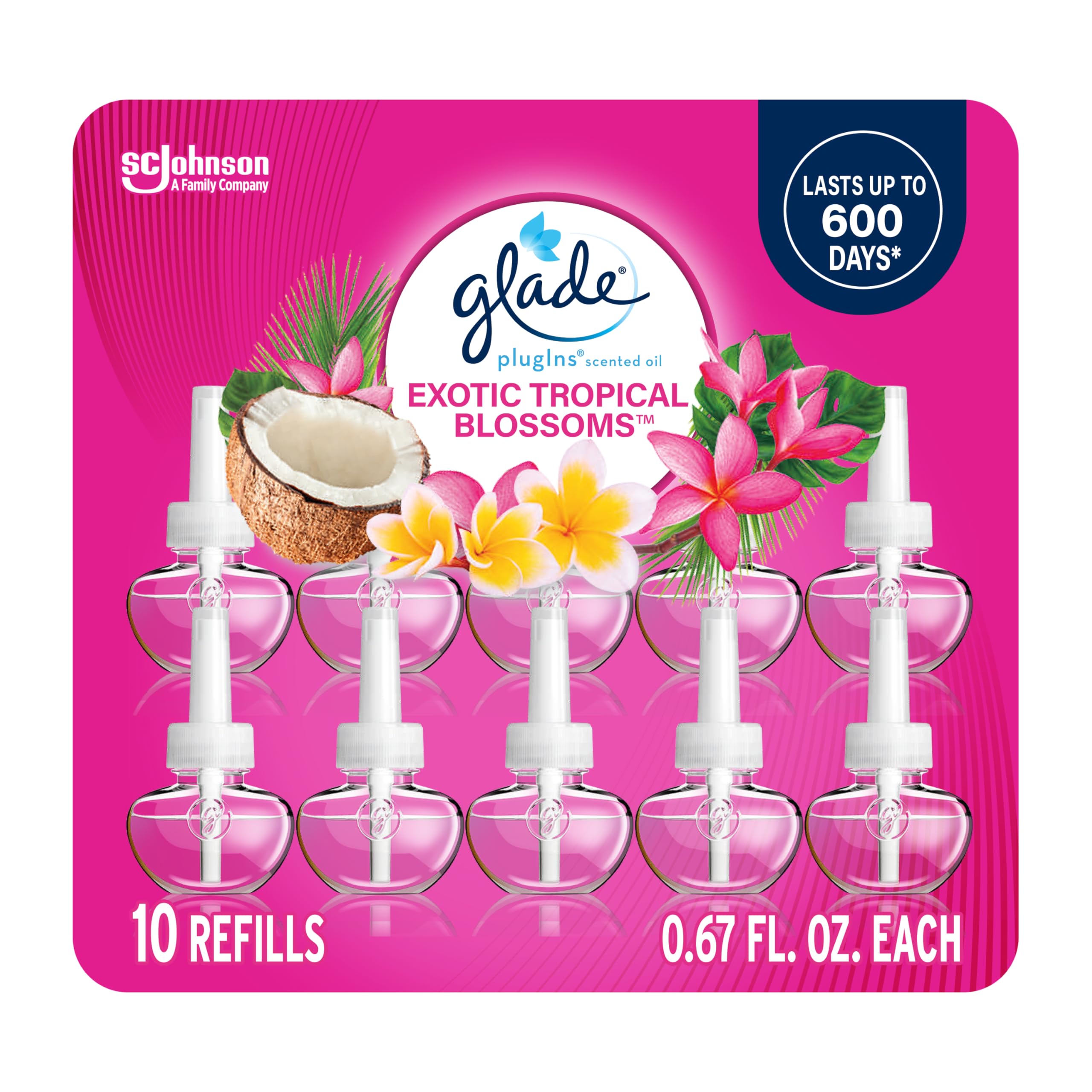 Glade PlugIns Exotic Tropical Blossoms refill pack ready for quick room refresh.