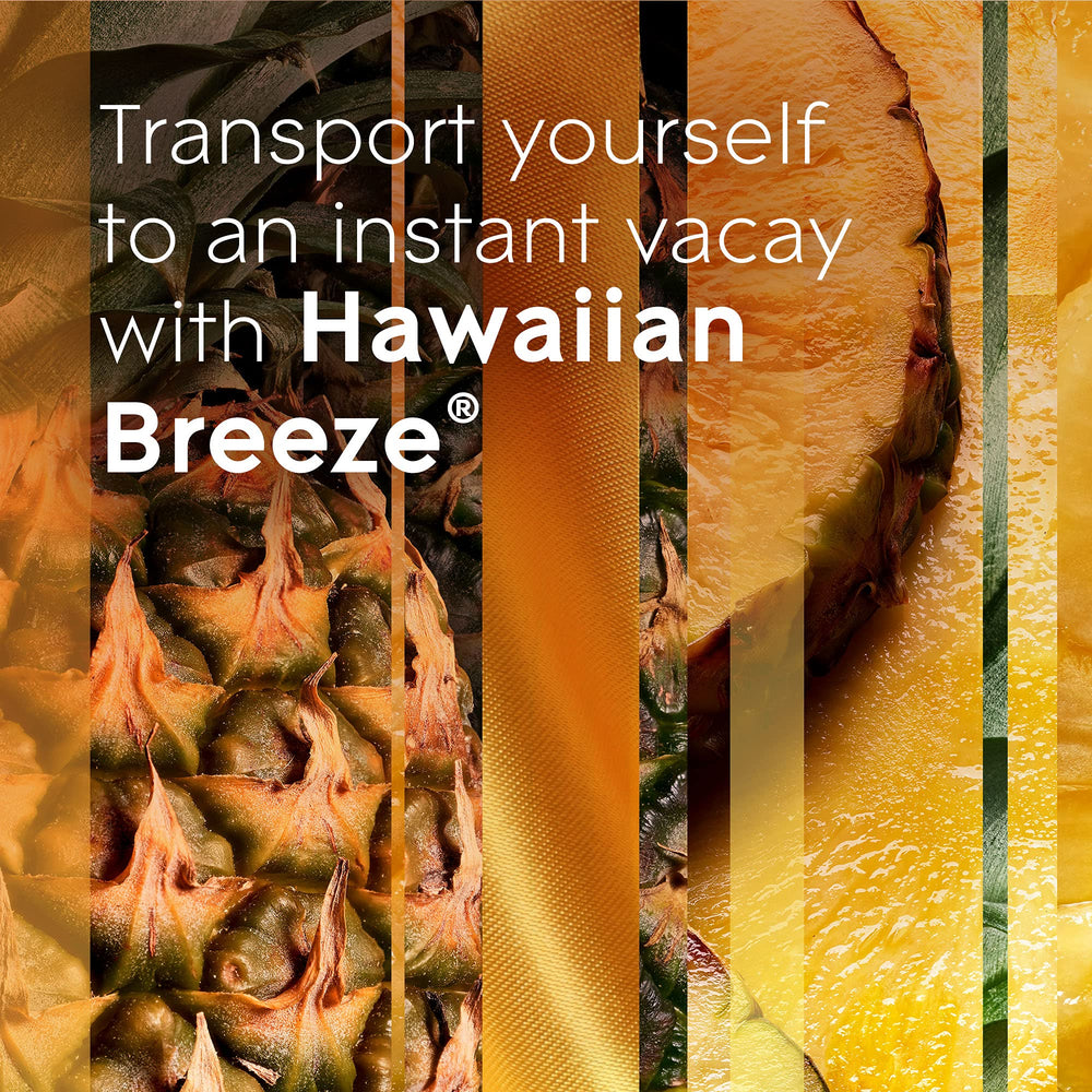 Close-up of hibiscus and peach nectar notes in Glade Hawaiian Breeze fragrance.