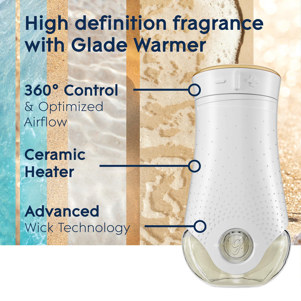Glade Aqua Waves blue lavender note offers calm at home after work.