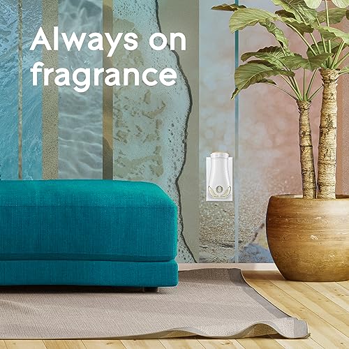 Glade Aqua Waves refill count indicates long-lasting fragrance on low setting.