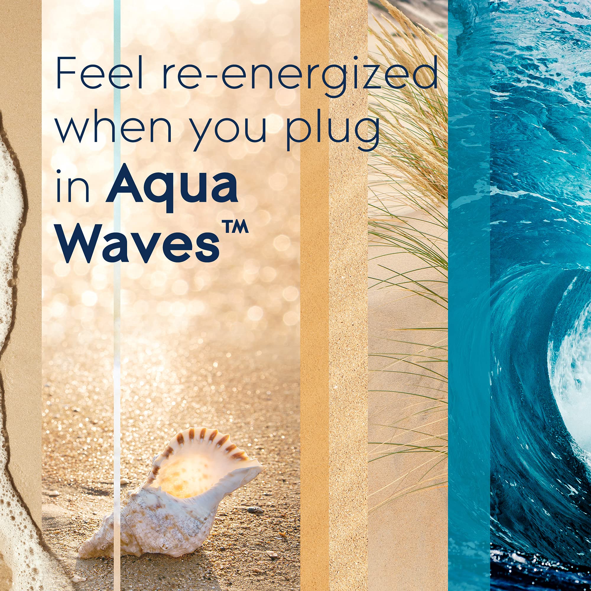 Glade Aqua Waves sea-salt note enhances living spaces with a bright, refreshing aroma.