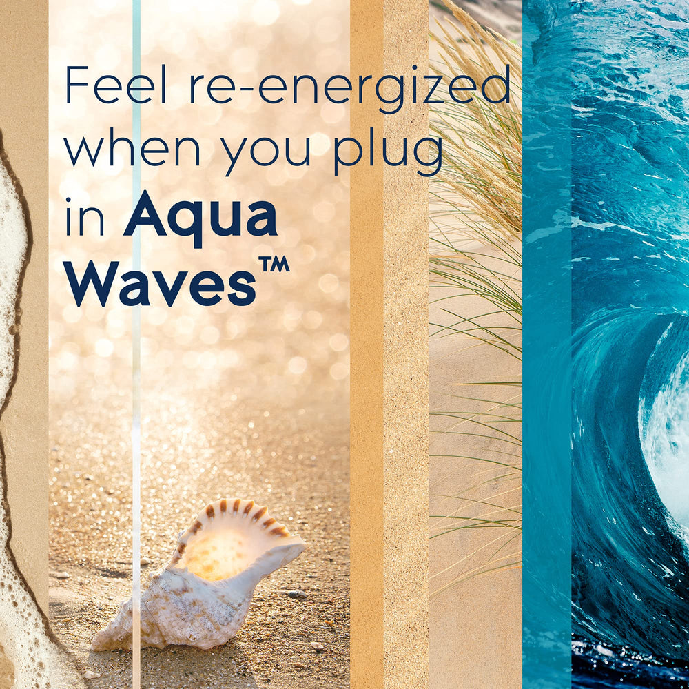 Glade Aqua Waves sea-salt note enhances living spaces with a bright, refreshing aroma.