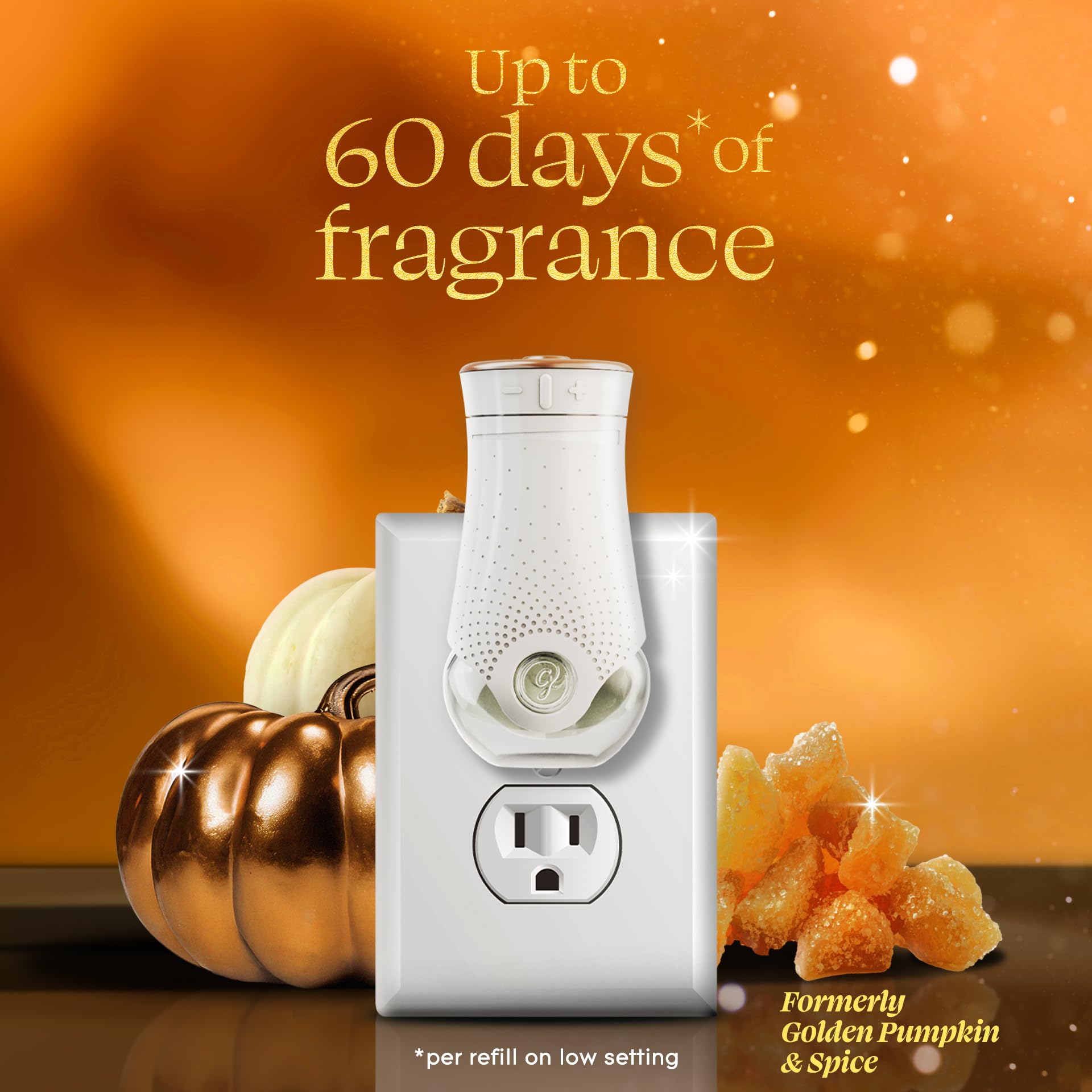 Glade PlugIns Pumpkin Ginger notes create cozy autumn ambience in any room.