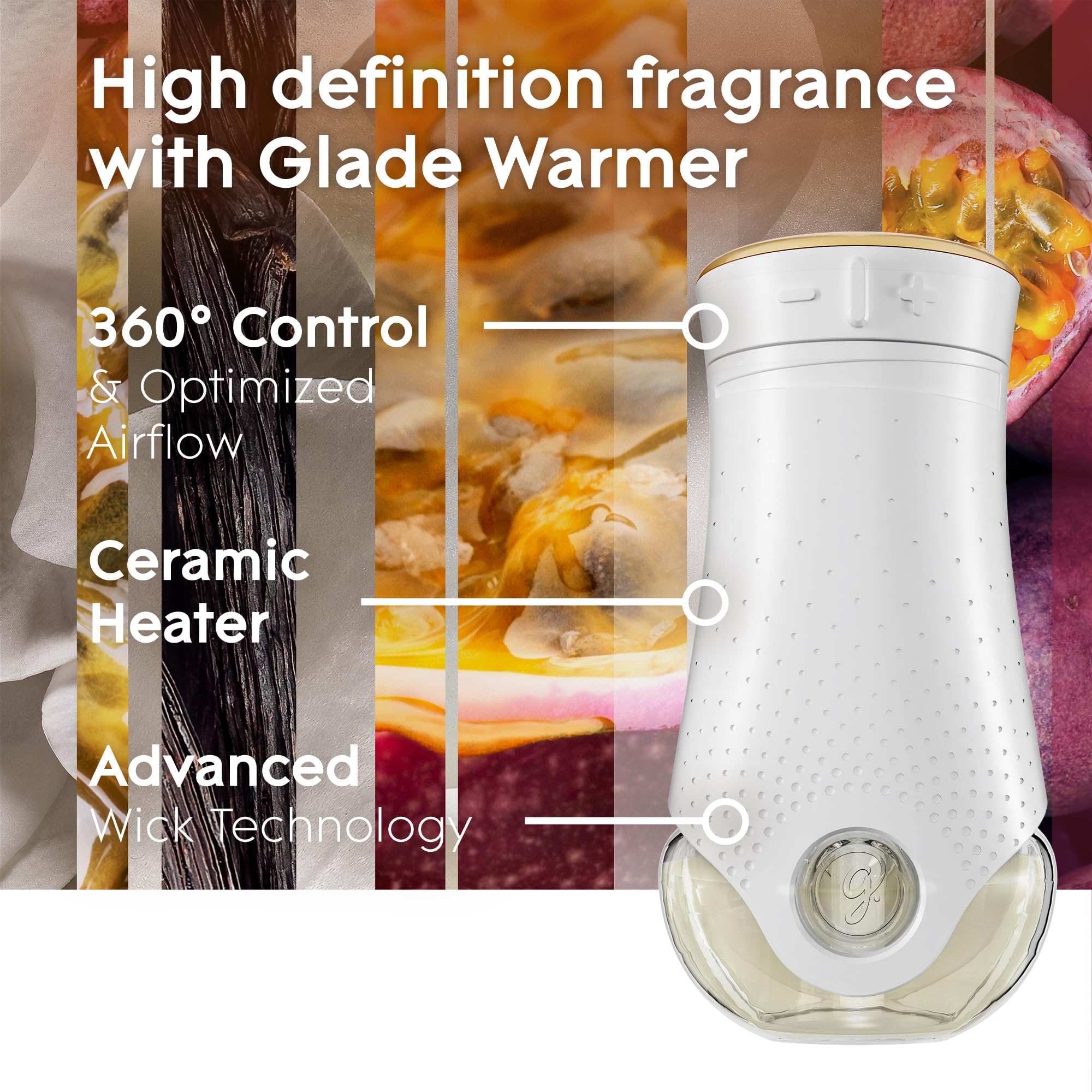 Glade PlugIns essential oil blend enhances aroma with subtle and inviting notes.