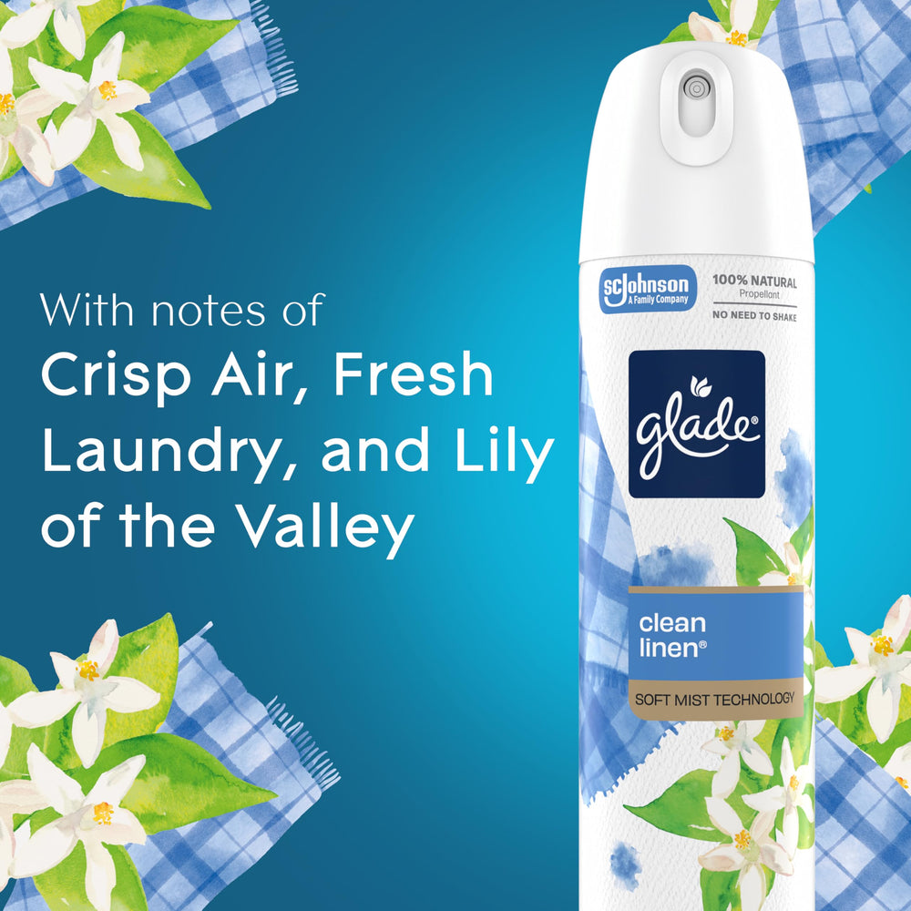 Glade room refresh in bathroom, kitchen, and living room settings