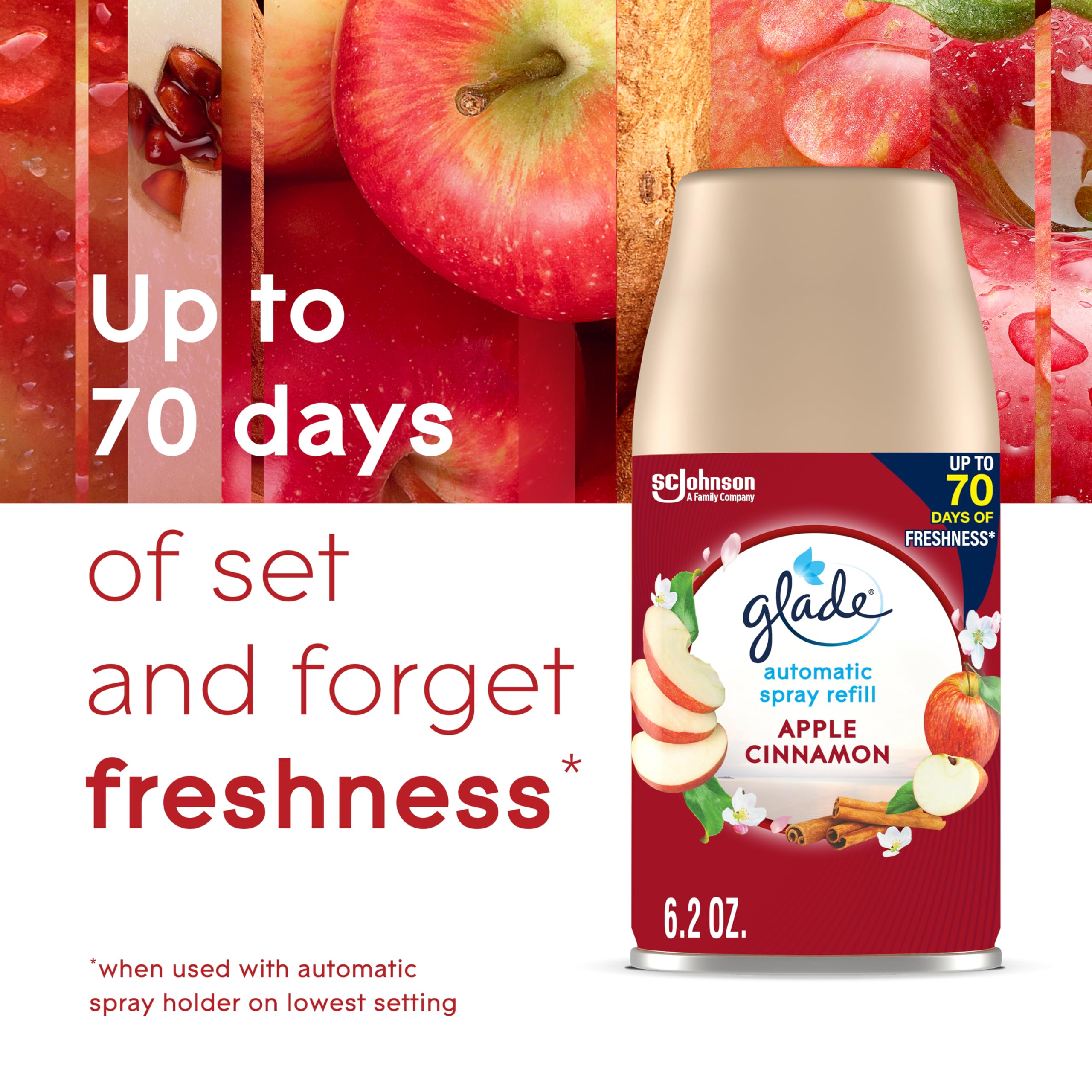 Glade Apple Cinnamon scent diffusion creates a cozy living room ambiance.
