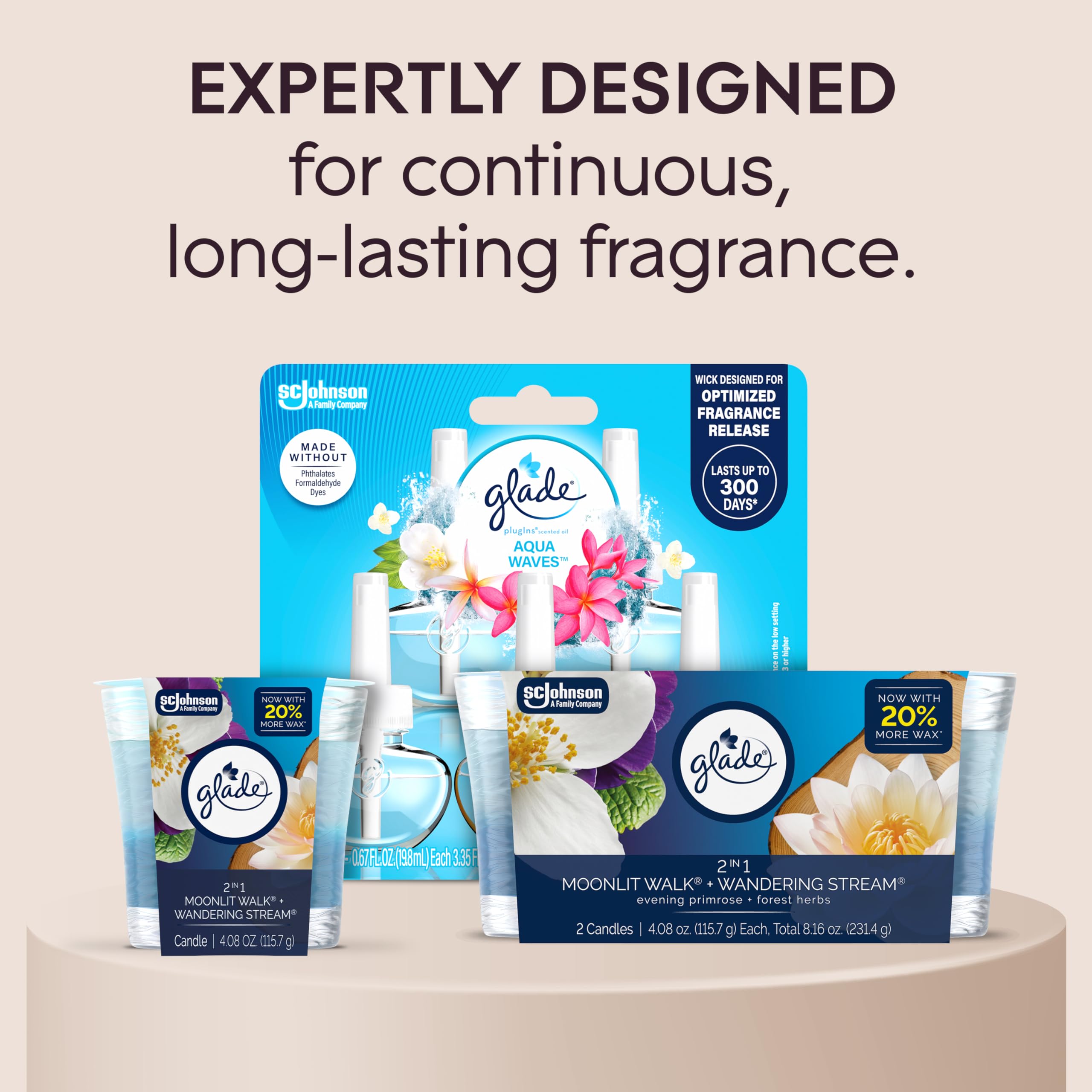 Glade candle glow pairs with your me-time rituals for a soothing atmosphere.