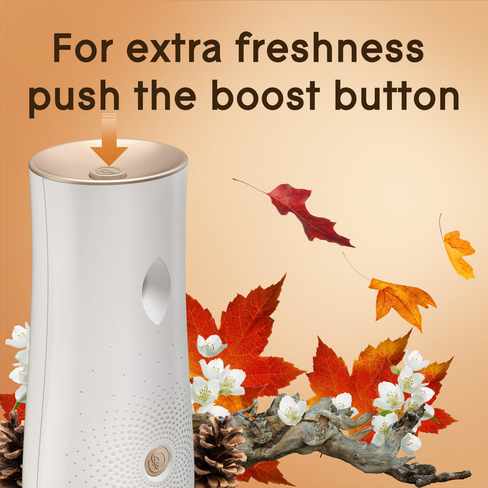 Glade dispenser showing adjustable time settings for fragrance.