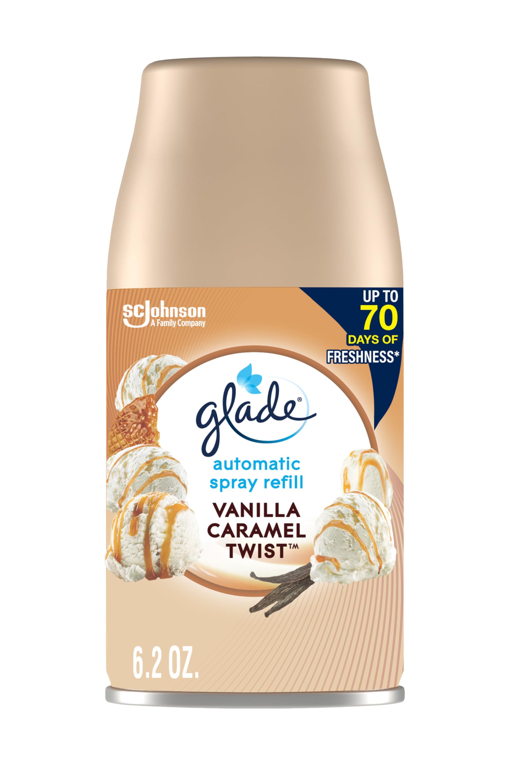 Glade Vanilla Caramel Twist refill packaging for inviting home fragrance