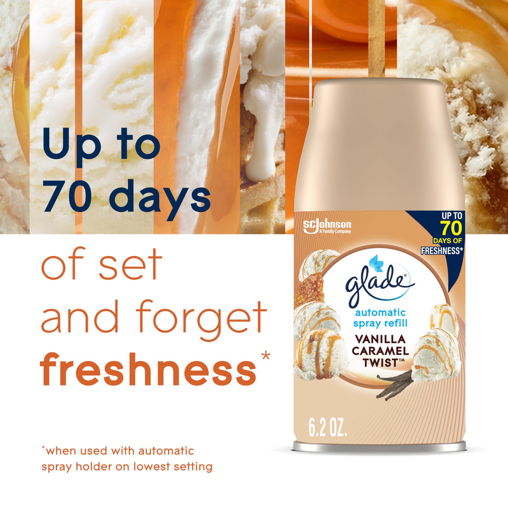 Glade Vanilla Caramel Twist unit open with side ribs demonstrates simple refill access