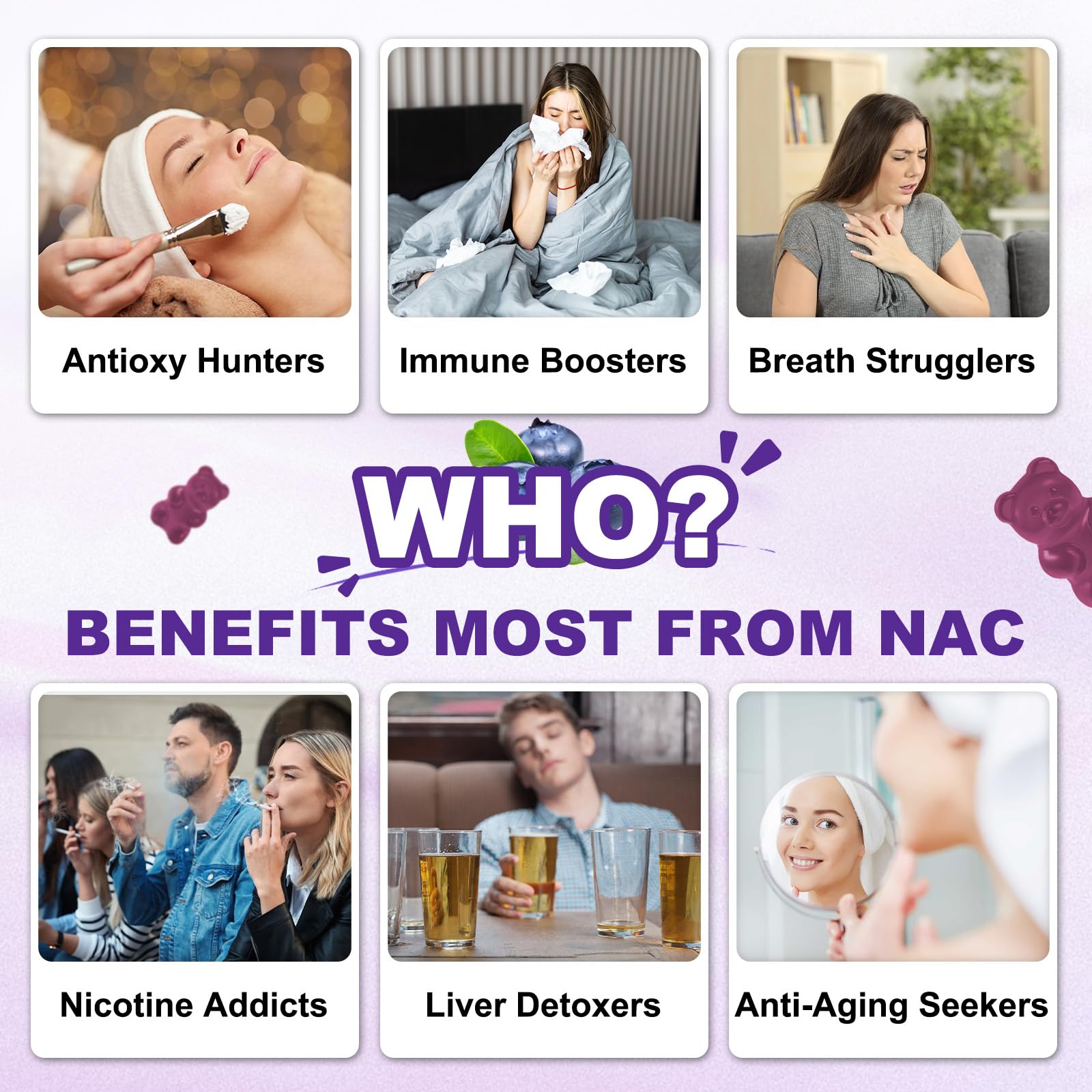 GlaGmrry NAC gummies digestive liver support visual emphasizing detox benefits
