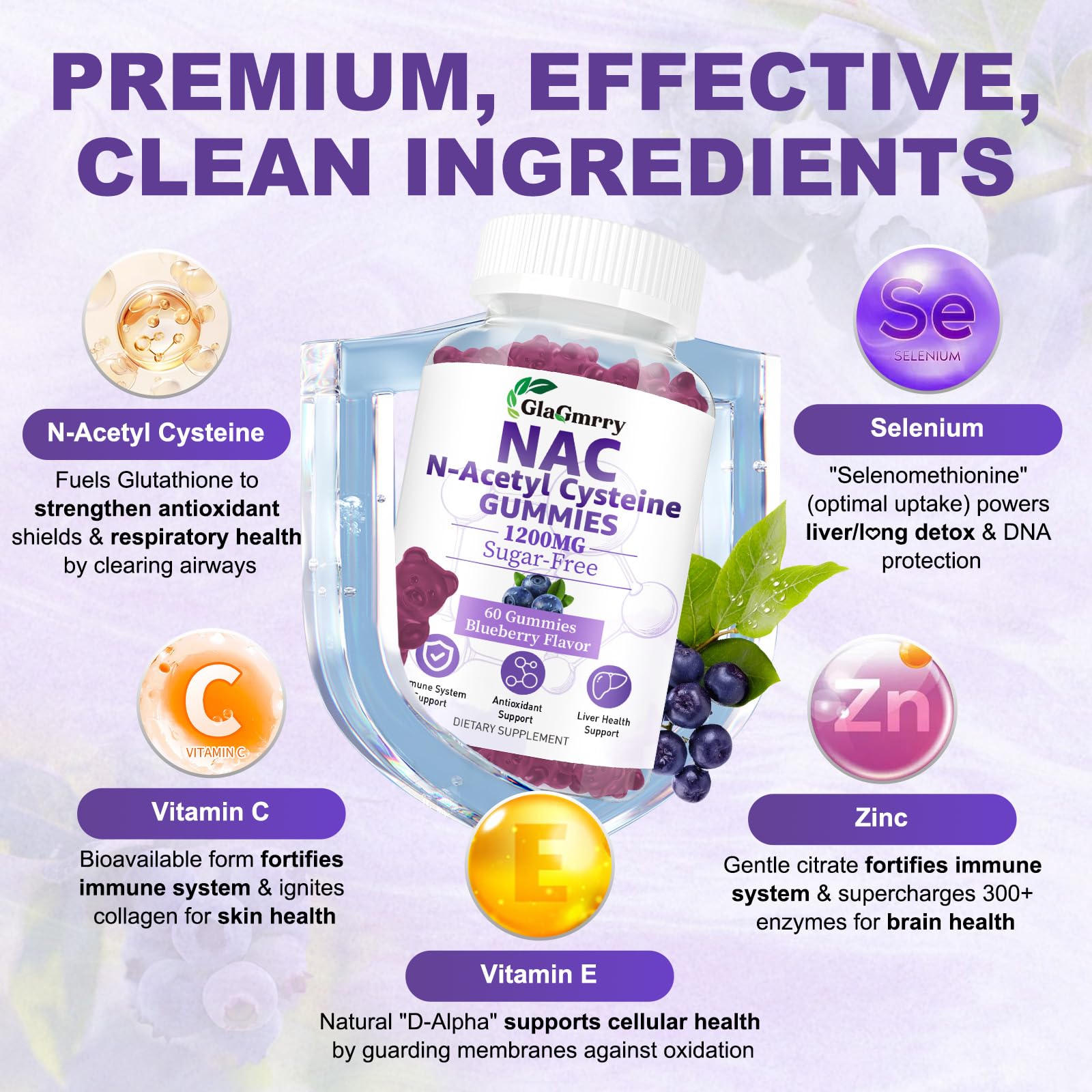 GlaGmrry NAC supplement packaging, showcasing premium and gluten-free formula
