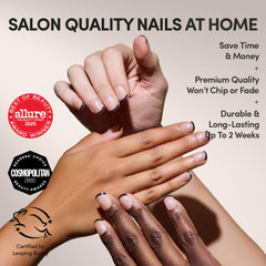 Glamnetic Burnt Miso nails with glazed black tips for at-home chic.