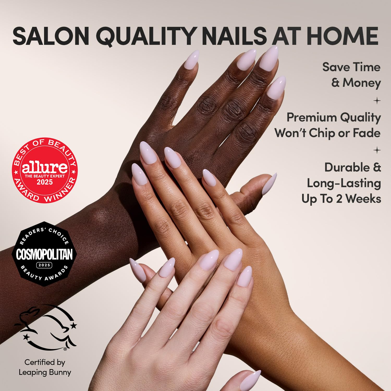 Sugar Doll milky pink almond nails with glossy finish for chic everyday wear