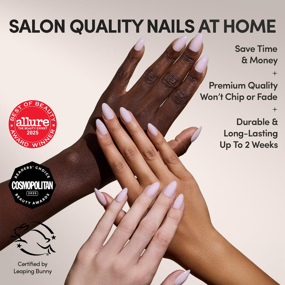 Sugar Doll milky pink almond nails with glossy finish for chic everyday wear