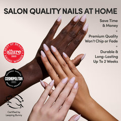 Sugar Doll milky pink almond nails with glossy finish for chic everyday wear