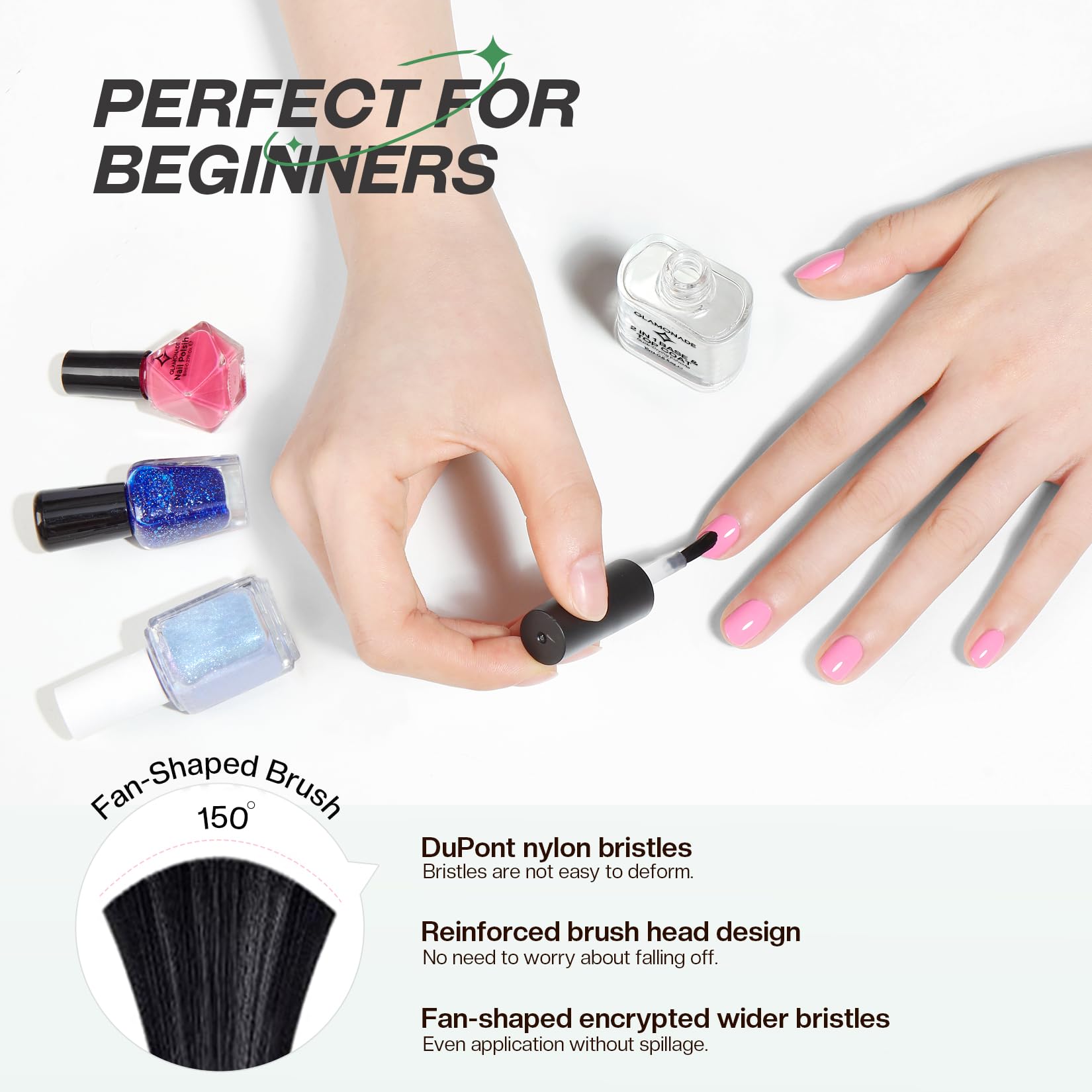 Glamonade base top coat ideal for at-home nail care routines.