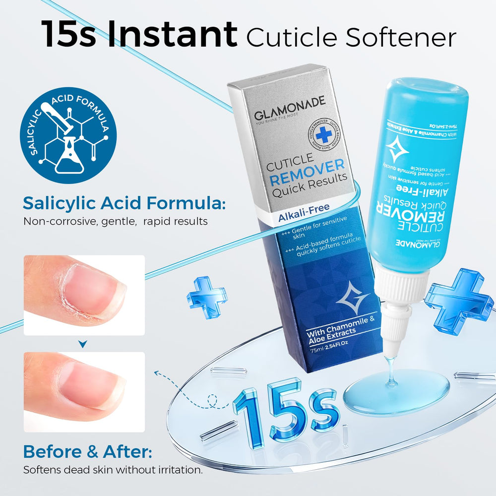 Glamonade Cuticle Remover Gel applicator dispense shows precise, no-drip application