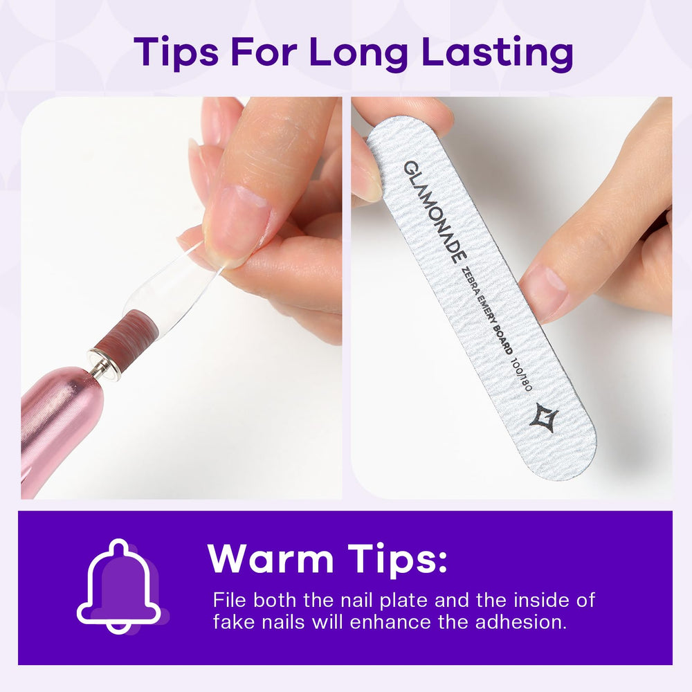 Glamonade false nail tips adhesive for secure wear