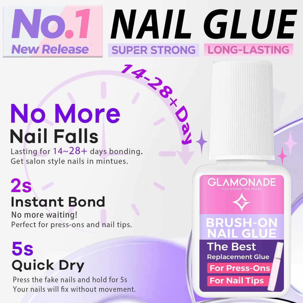Glamonade precision brush nail glue for controlled, clean application