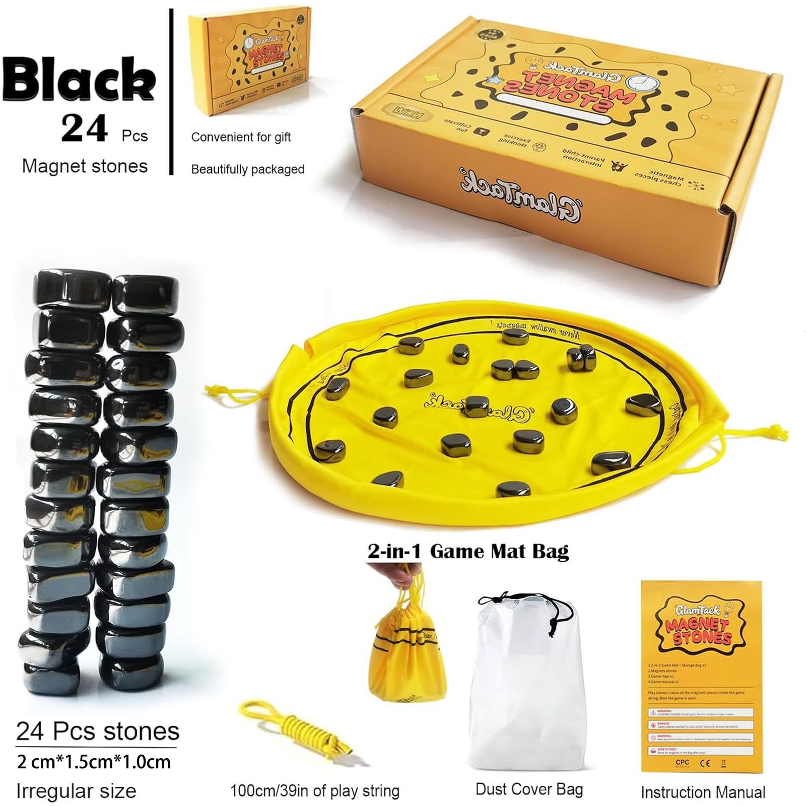 GlamTack magnetic chess game mat and bag for easy storage.