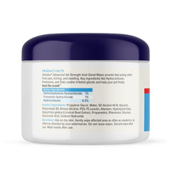Close-up of medicated wipe for gentle anal gland irritation relief.
