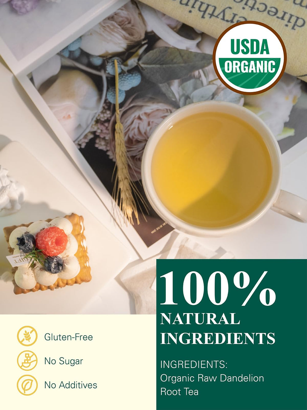 GLDNT dandelion tea bags with smooth aroma and natural flavor