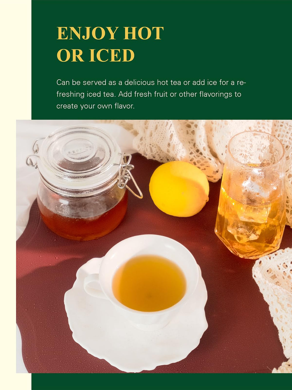 Unbleached, compostable GLDNT tea bags without strings or tags