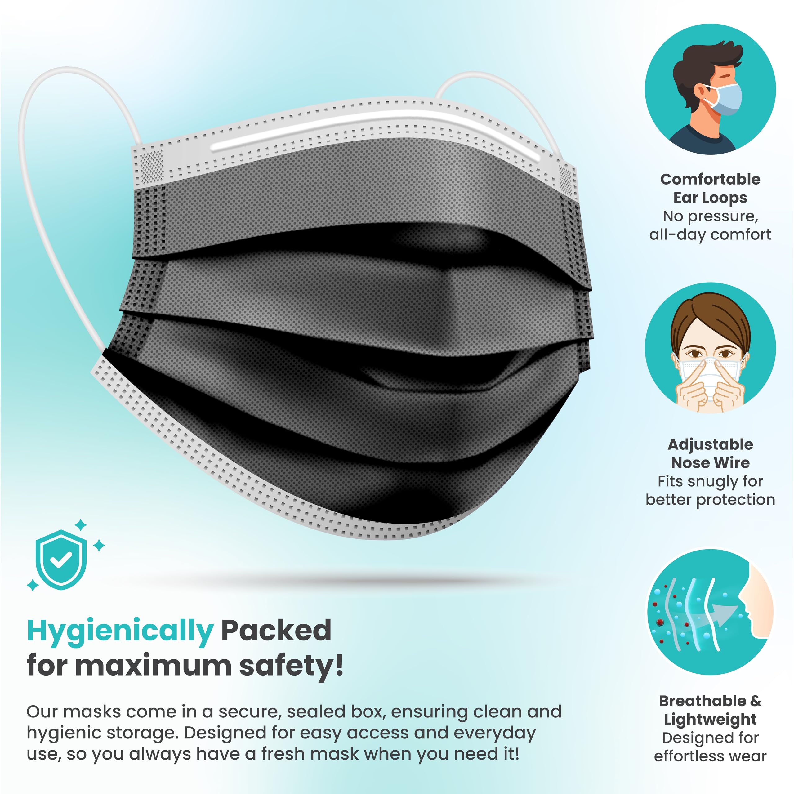 Gleeporte mask with nose bridge metal strip for secure seal.