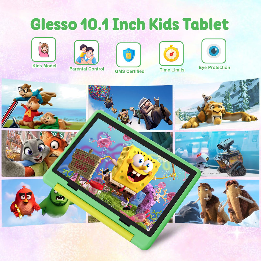 Gleeso Kids Tablet 64GB storage suitable for apps and media.