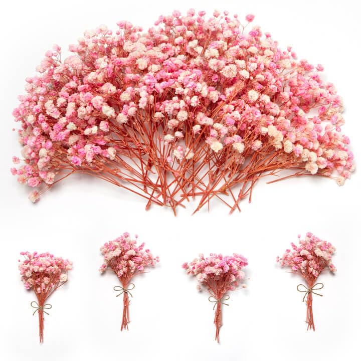 Glicrili mini pink dried baby's breath bouquet for romantic wedding decor