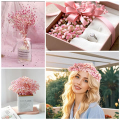 Glicrili pink dried baby's breath bouquet add soft color to centerpieces