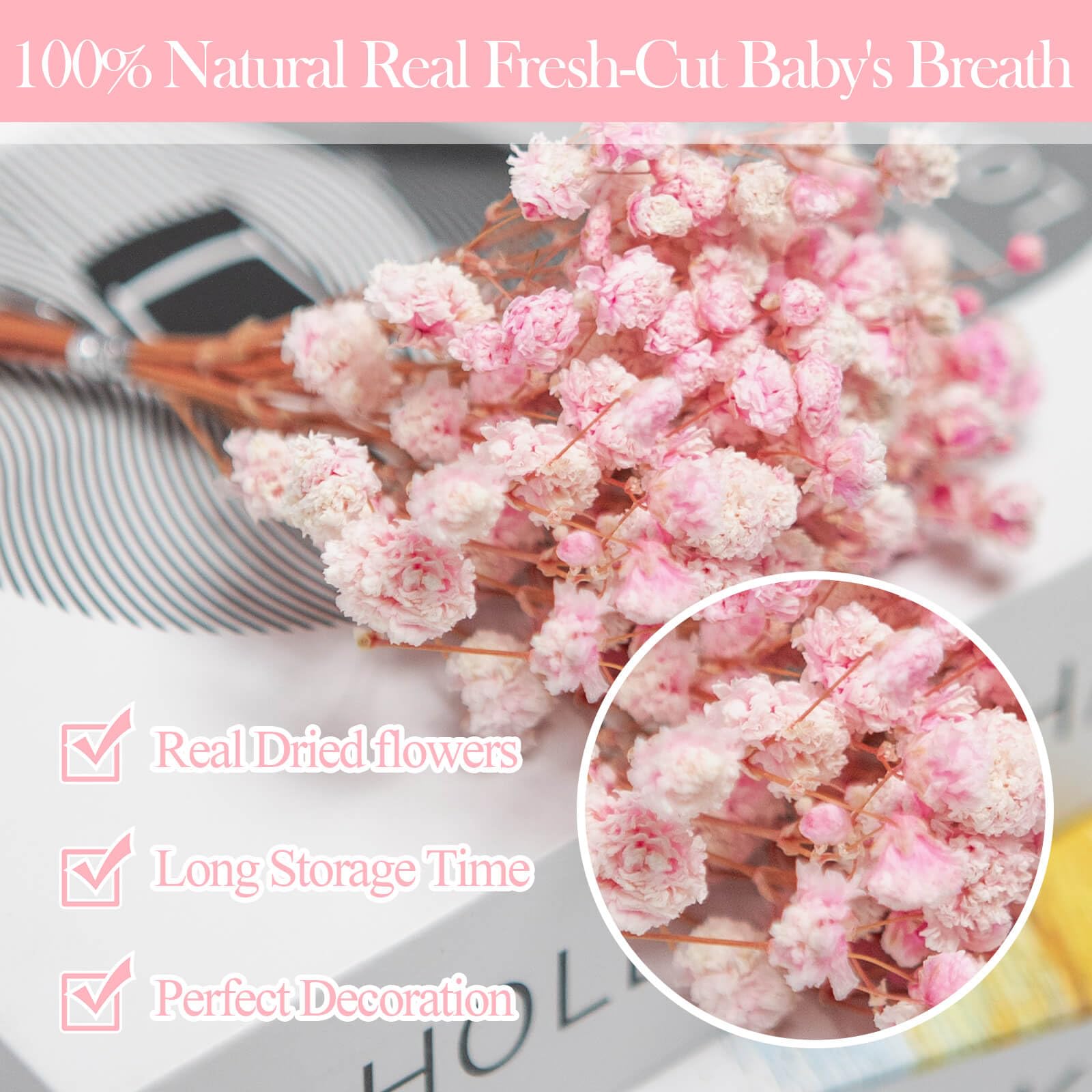 Glicrili pink dried baby's breath bouquet creates delicate craft accents