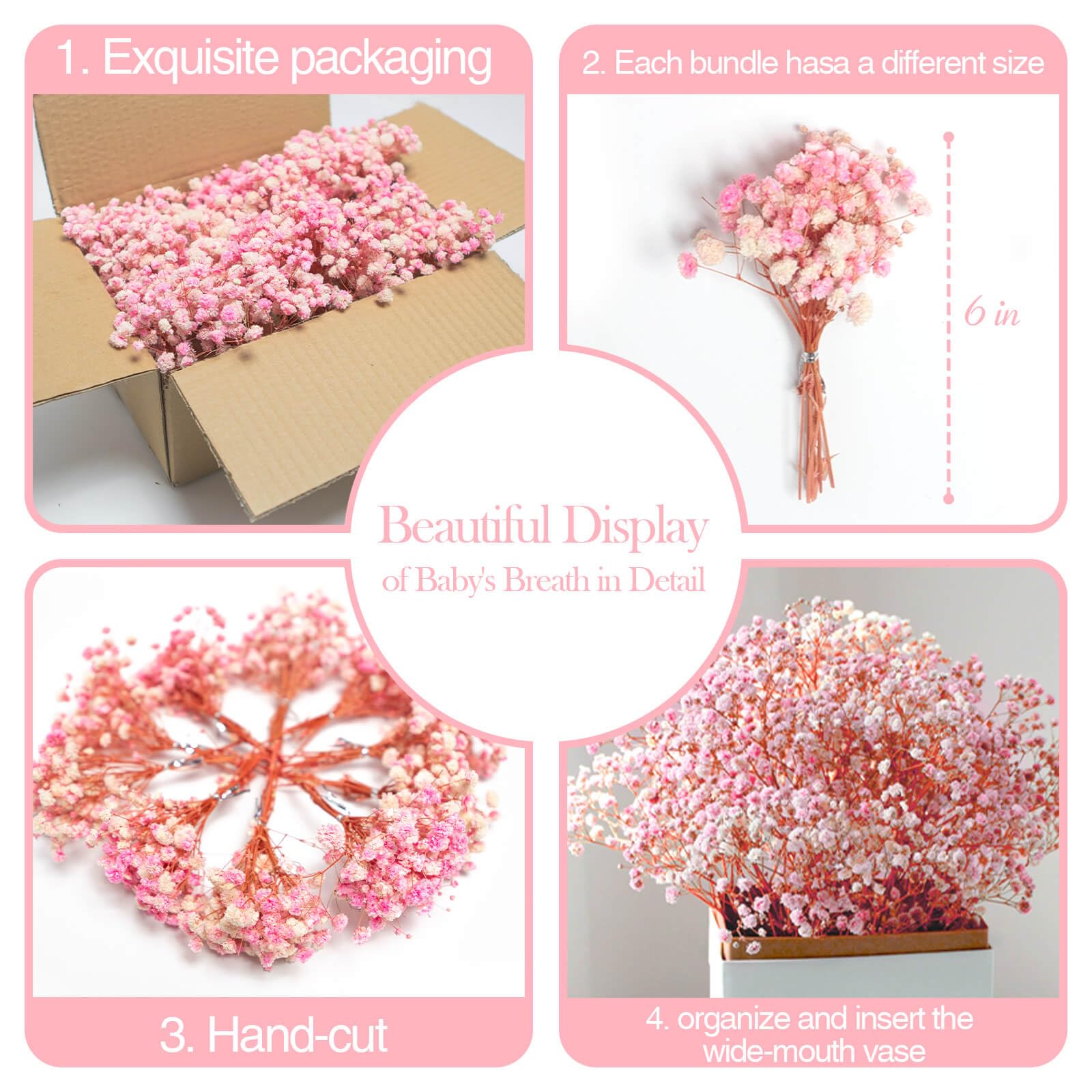Glicrili pink dried baby's breath bouquet suits giftable wedding decor
