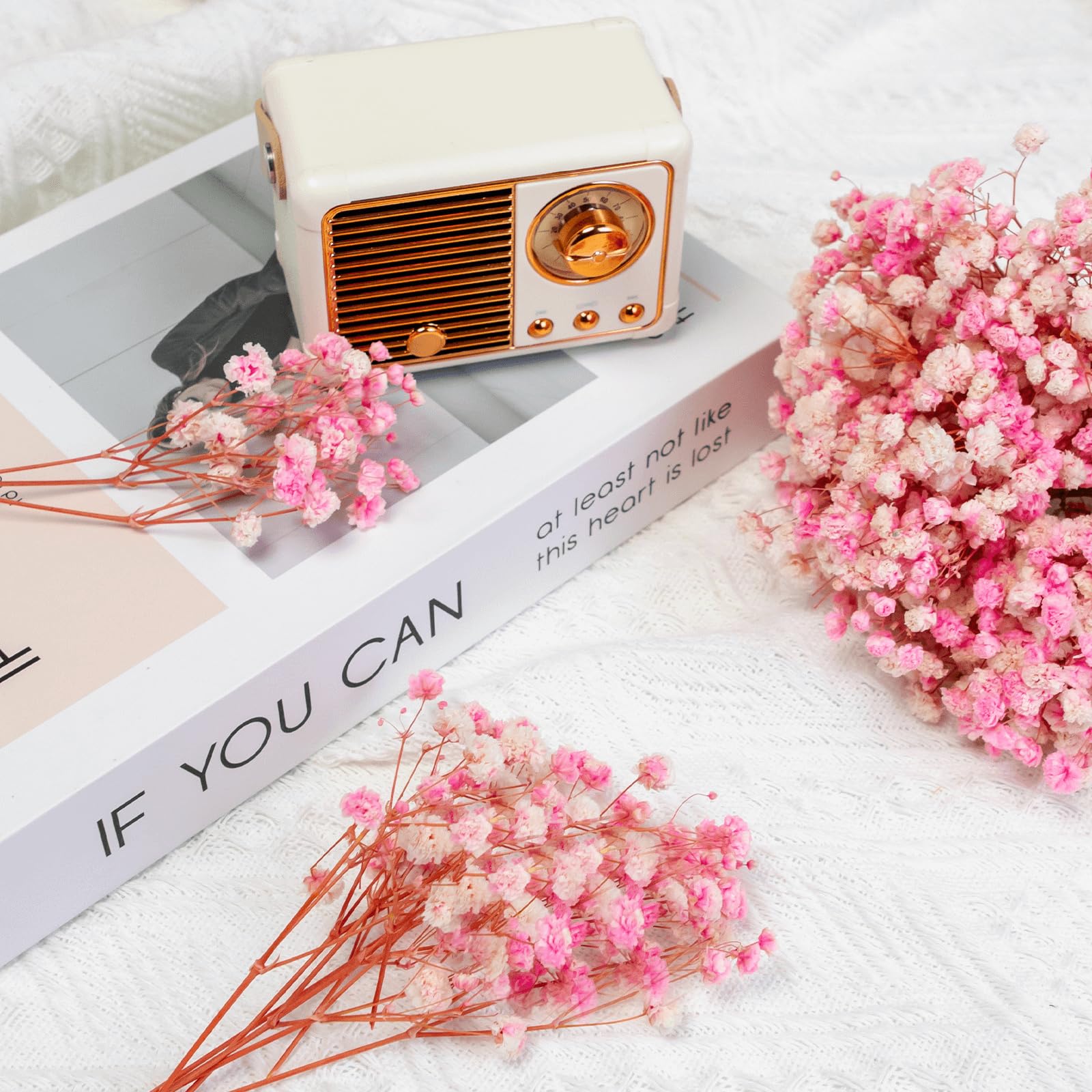 Glicrili mini pink dried baby's breath bouquet stays vibrant with minimal care