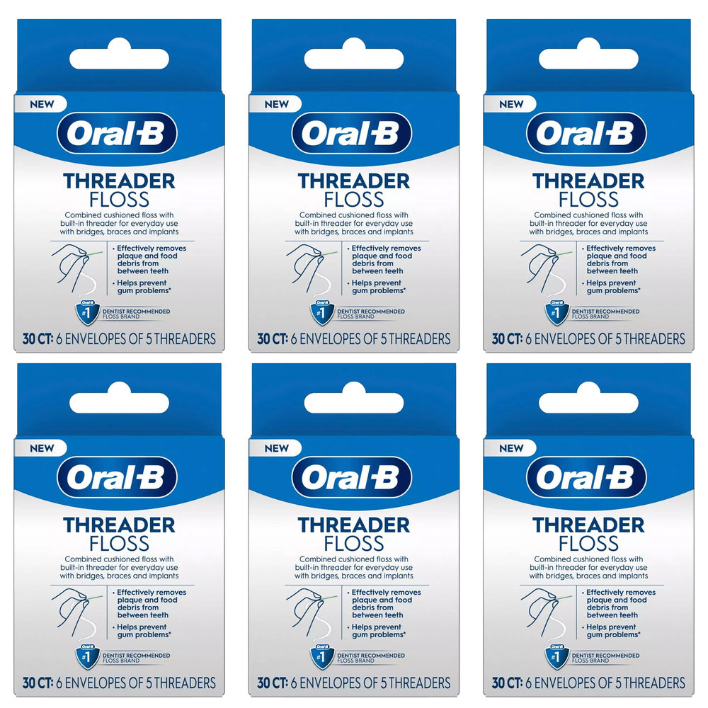 GLIDE Threader Floss packaging shows built-in threader for braces cleaning