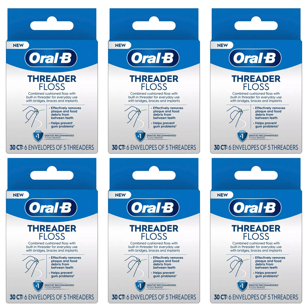 GLIDE Threader Floss packaging shows built-in threader for braces cleaning