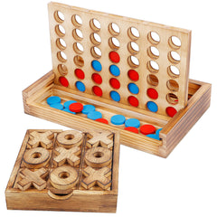 Glintoper Tic Tac Toe board on a warm wood surface for family-friendly play.