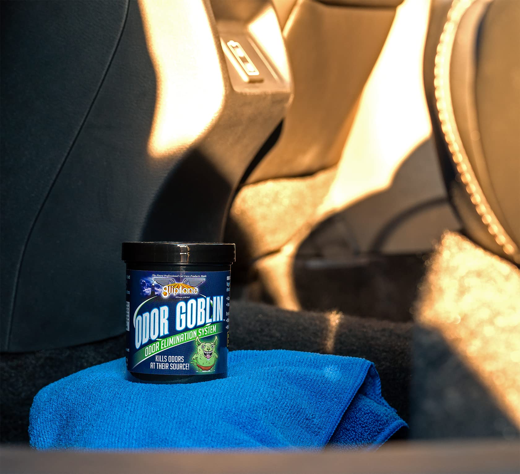 Gliptone Odor Goblin brand quality since 1947 for car care
