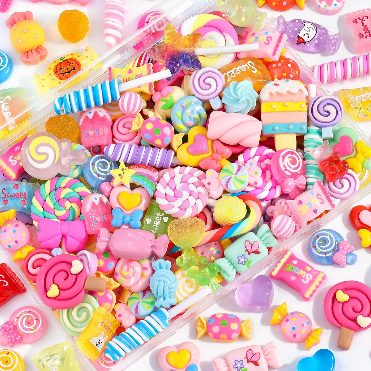 Glitzest fake candy charms lollipop design for slime embellishments