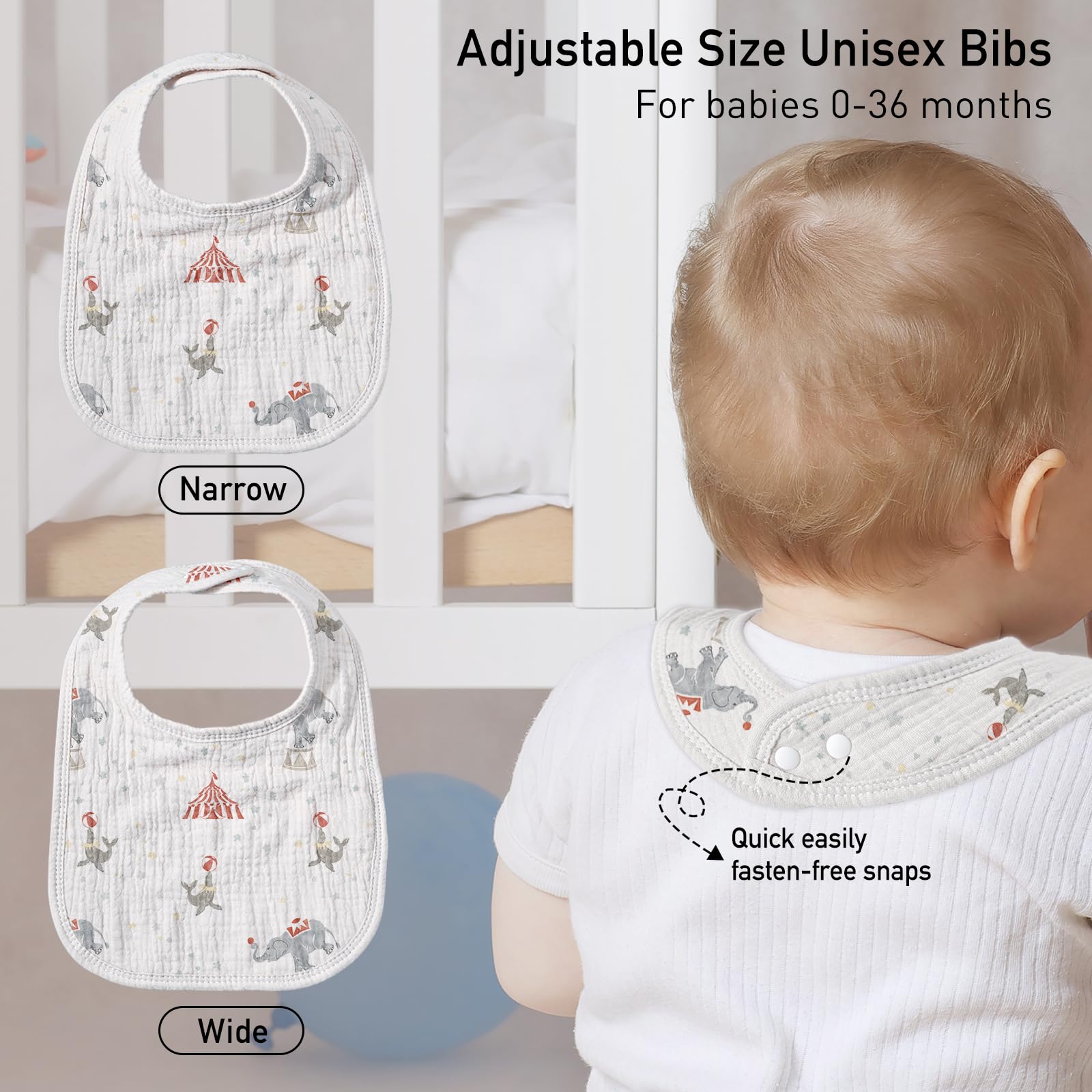 GLLQUEN BABY Circus bibs large front flap shields outfits during feeding