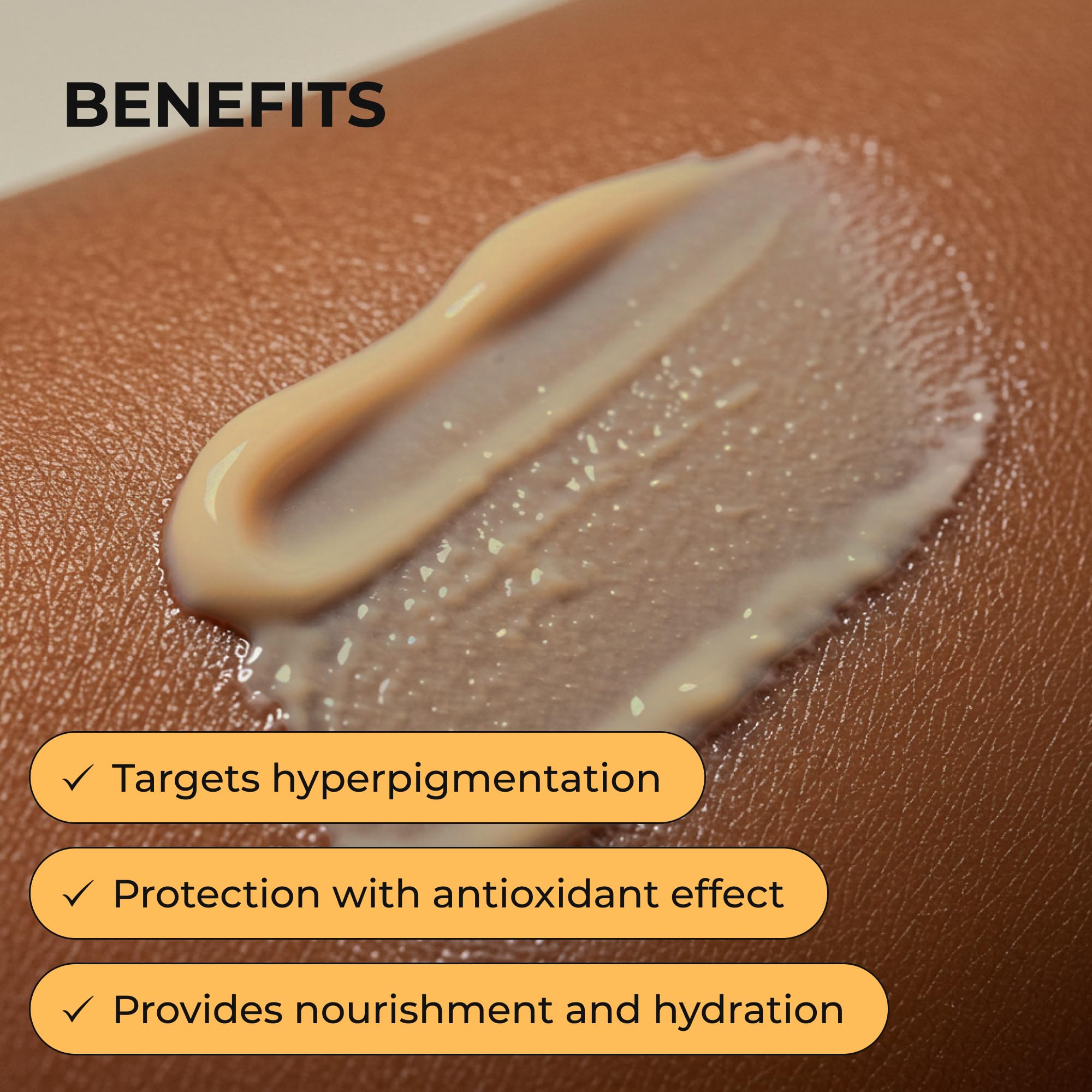 Texture of Glo Melanin cream on open palm for easy application