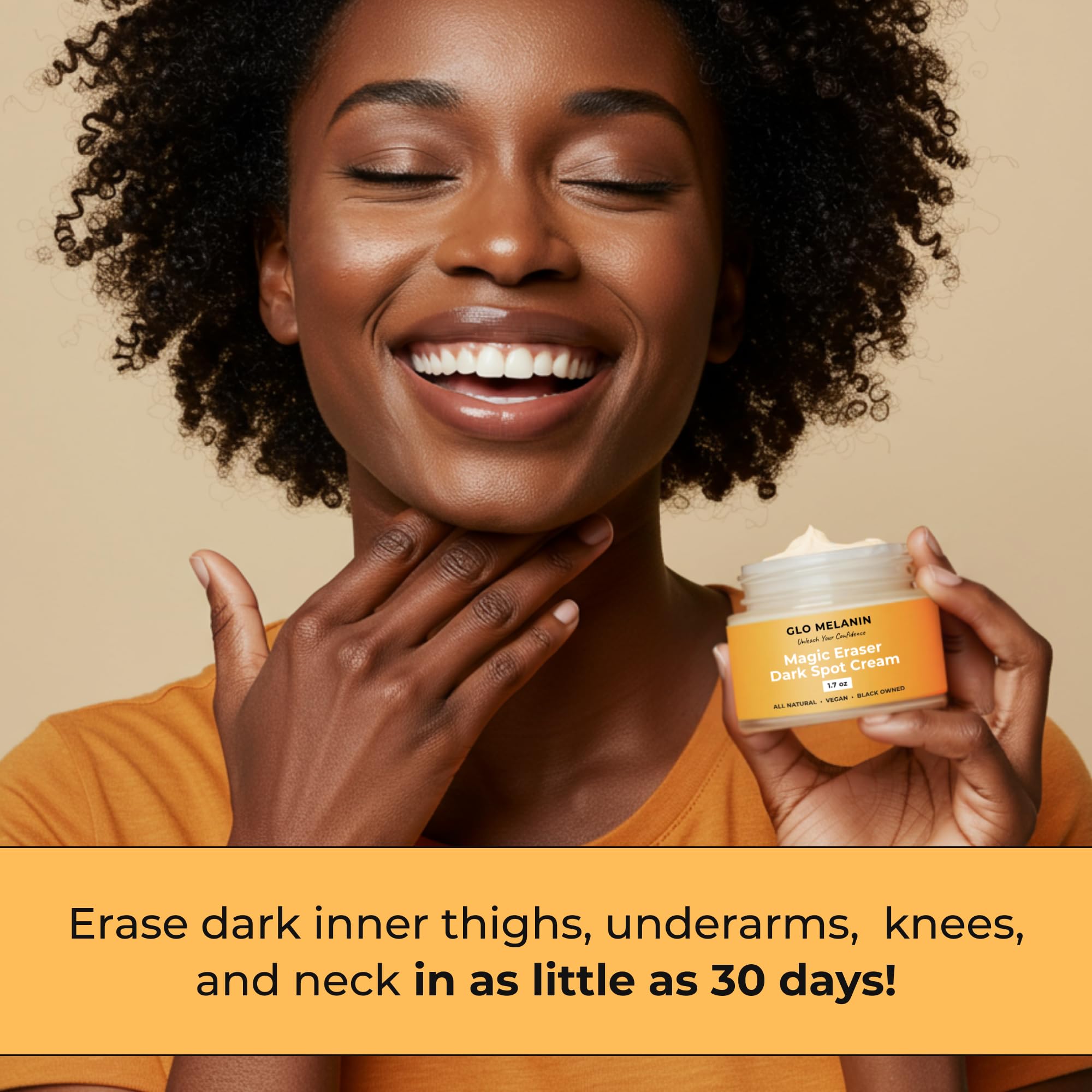 Glo Melanin ingredients label highlighting natural actives